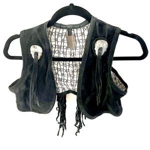 Thomas Wylde suede vest with metal skull accents, fringe authentic sz L vintage